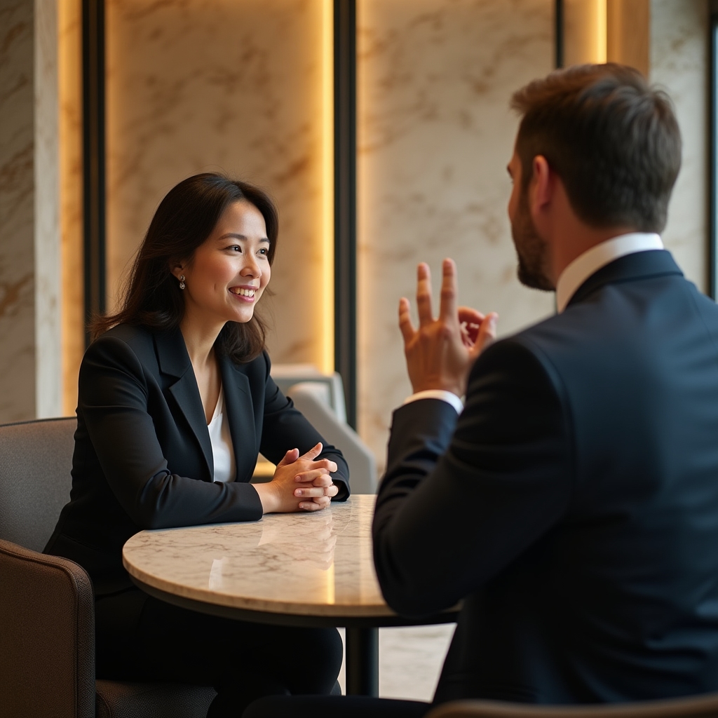 Manager in ascolto attivo durante sessione di coaching tra pari